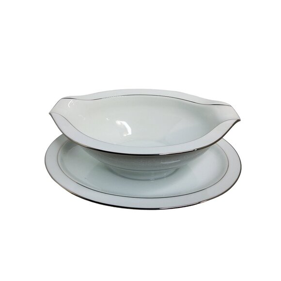 Vintage Noritake Whitehall, China Gravy Boat with attached under Plate - Picture 4 of 5